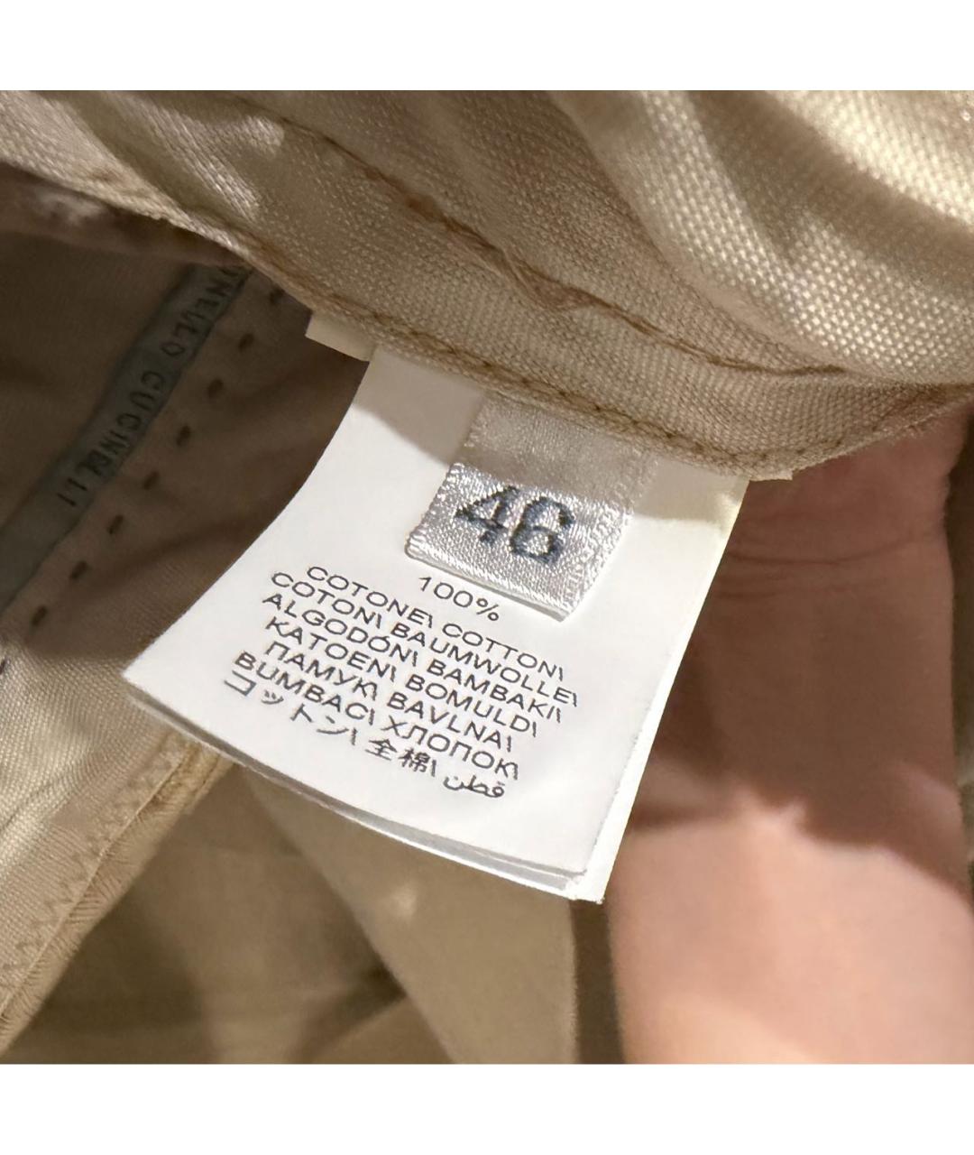 BRUNELLO CUCINELLI Бежевые хлопковые повседневные брюки, фото 3
