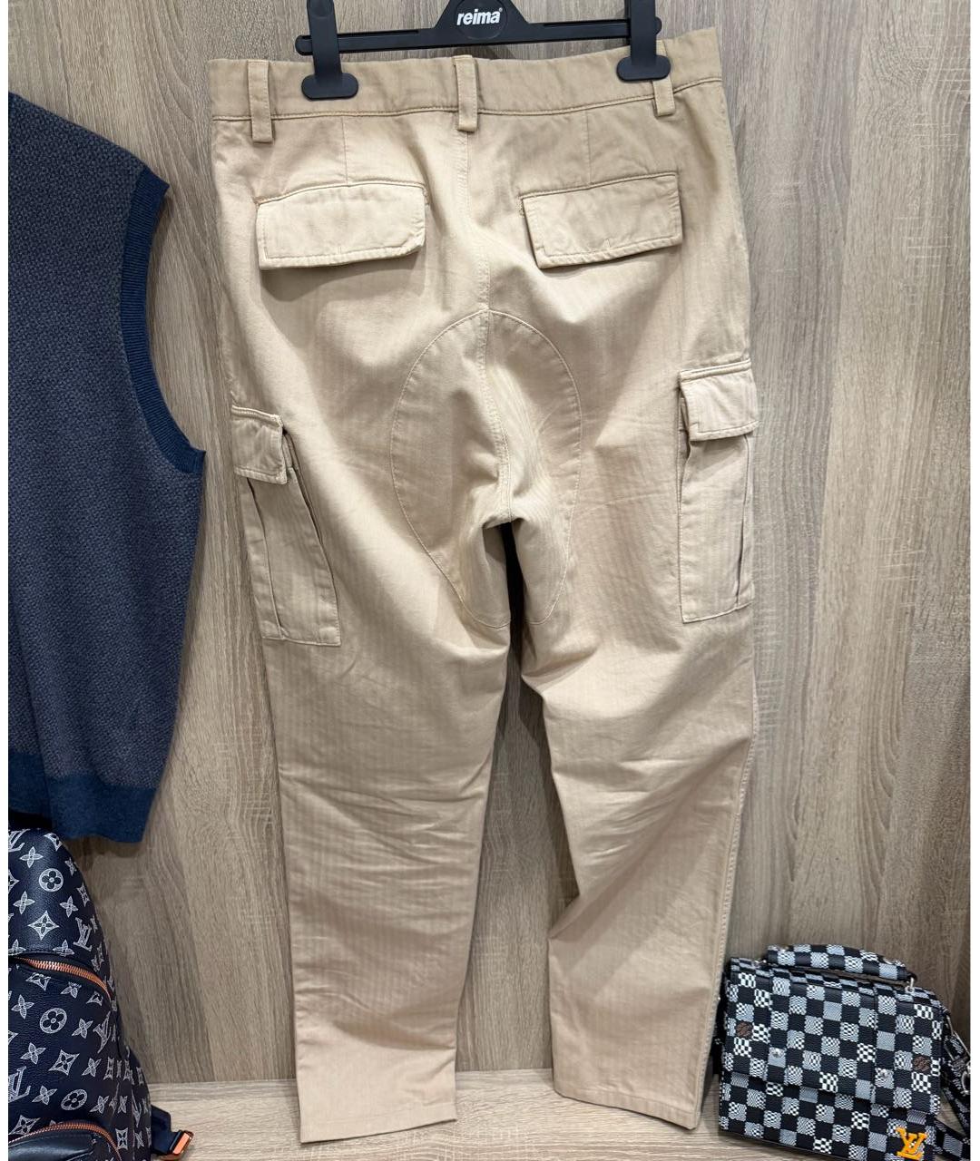 BRUNELLO CUCINELLI Бежевые хлопковые повседневные брюки, фото 2