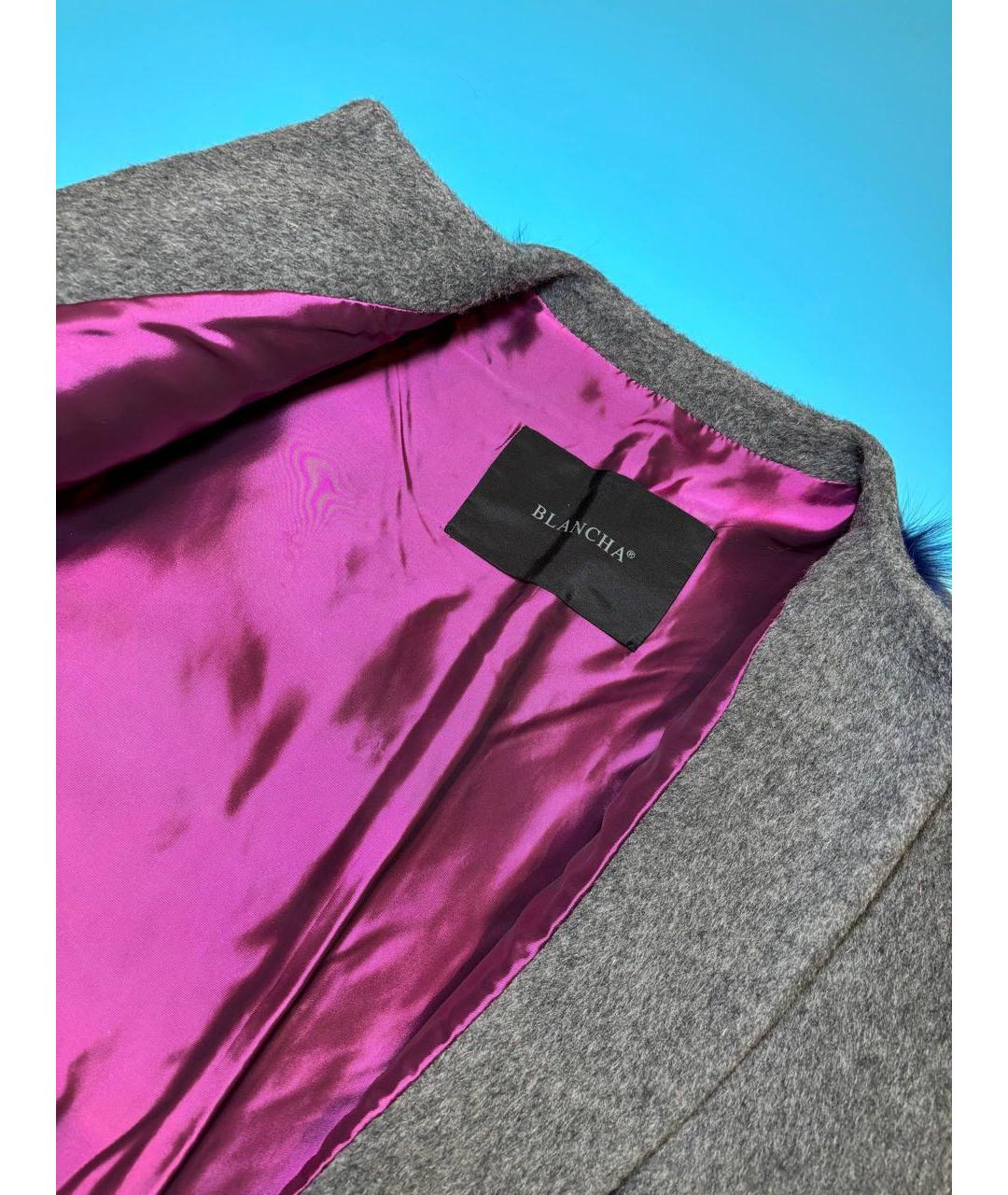 BLANCHA Серое шерстяное пальто, фото 3