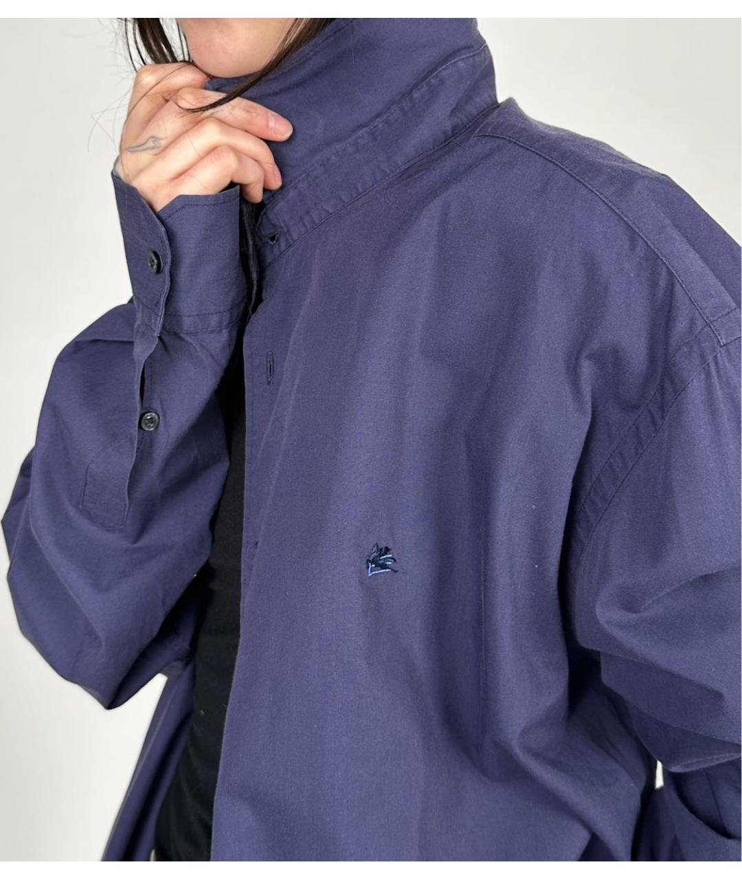 ETRO Темно-синяя хлопковая классическая рубашка, фото 2