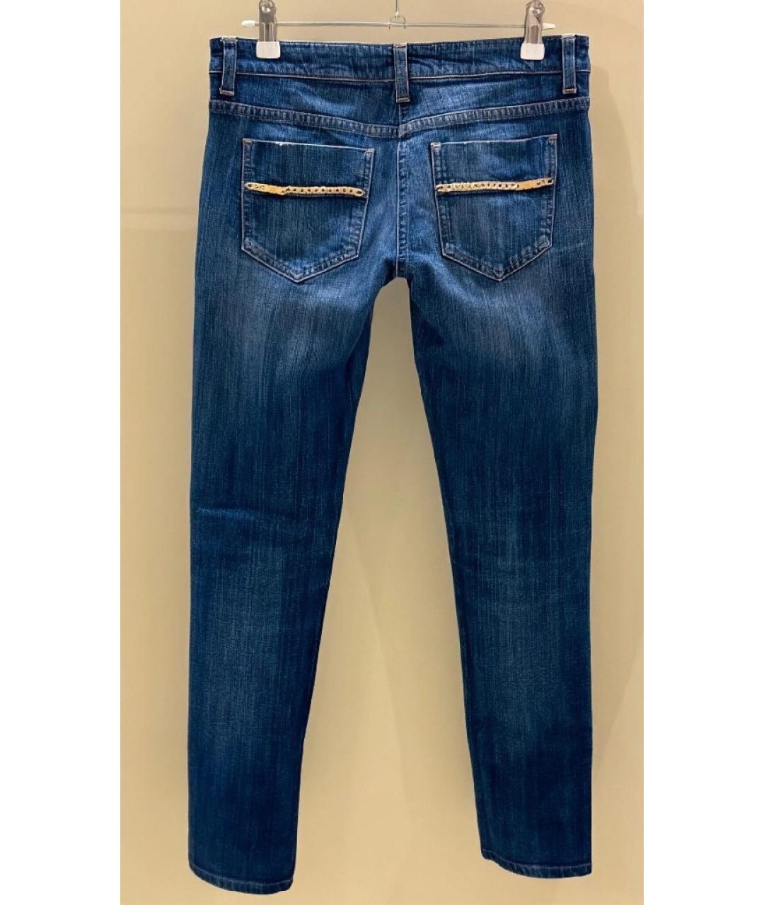 ELISABETTA FRANCHI Синие хлопко-эластановые джинсы слим, фото 2