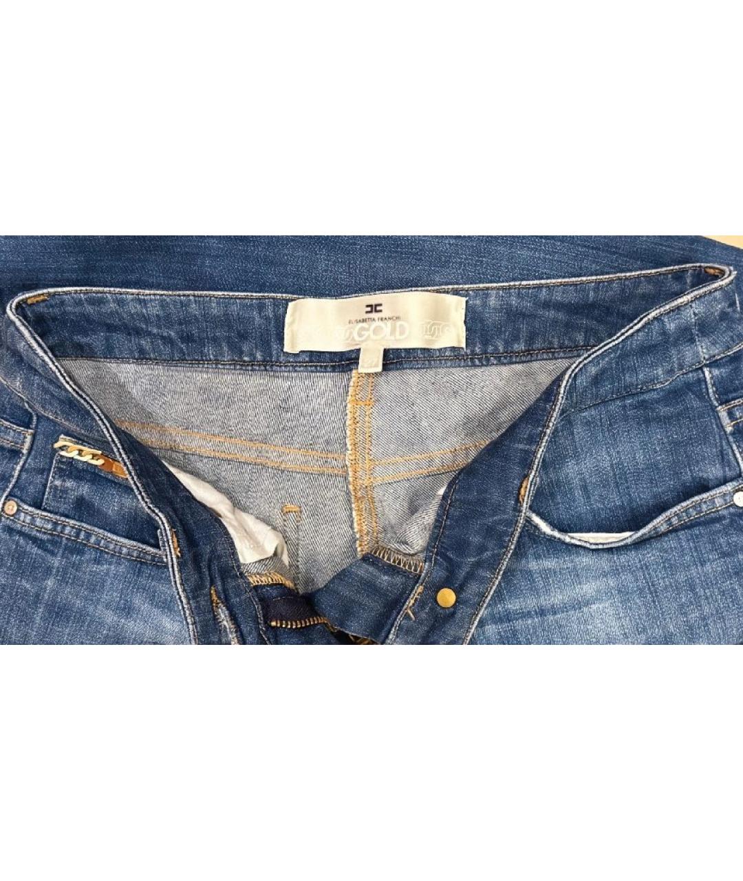 ELISABETTA FRANCHI Синие хлопко-эластановые джинсы слим, фото 3