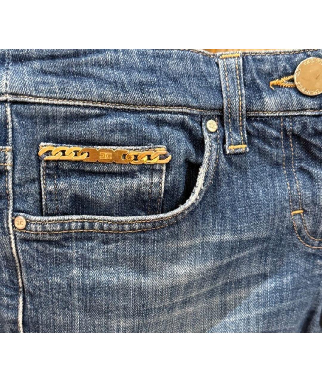 ELISABETTA FRANCHI Синие хлопко-эластановые джинсы слим, фото 4