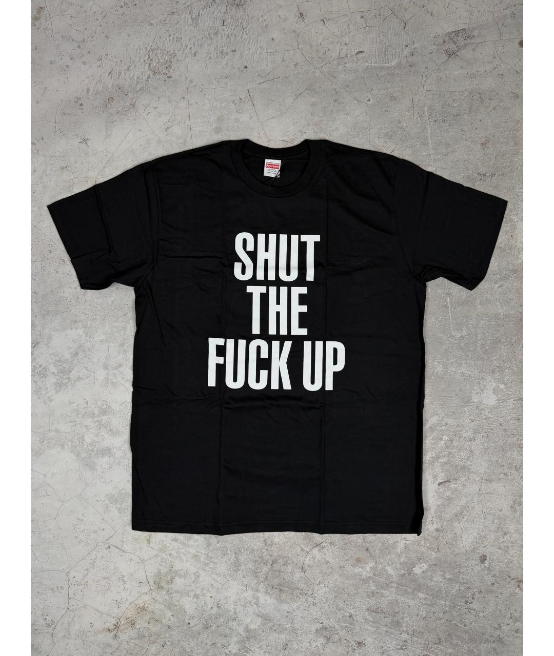 SUPREME Черная хлопковая футболка, фото 2