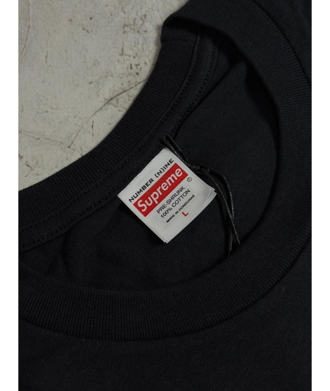 SUPREME Черная хлопковая футболка, фото 4