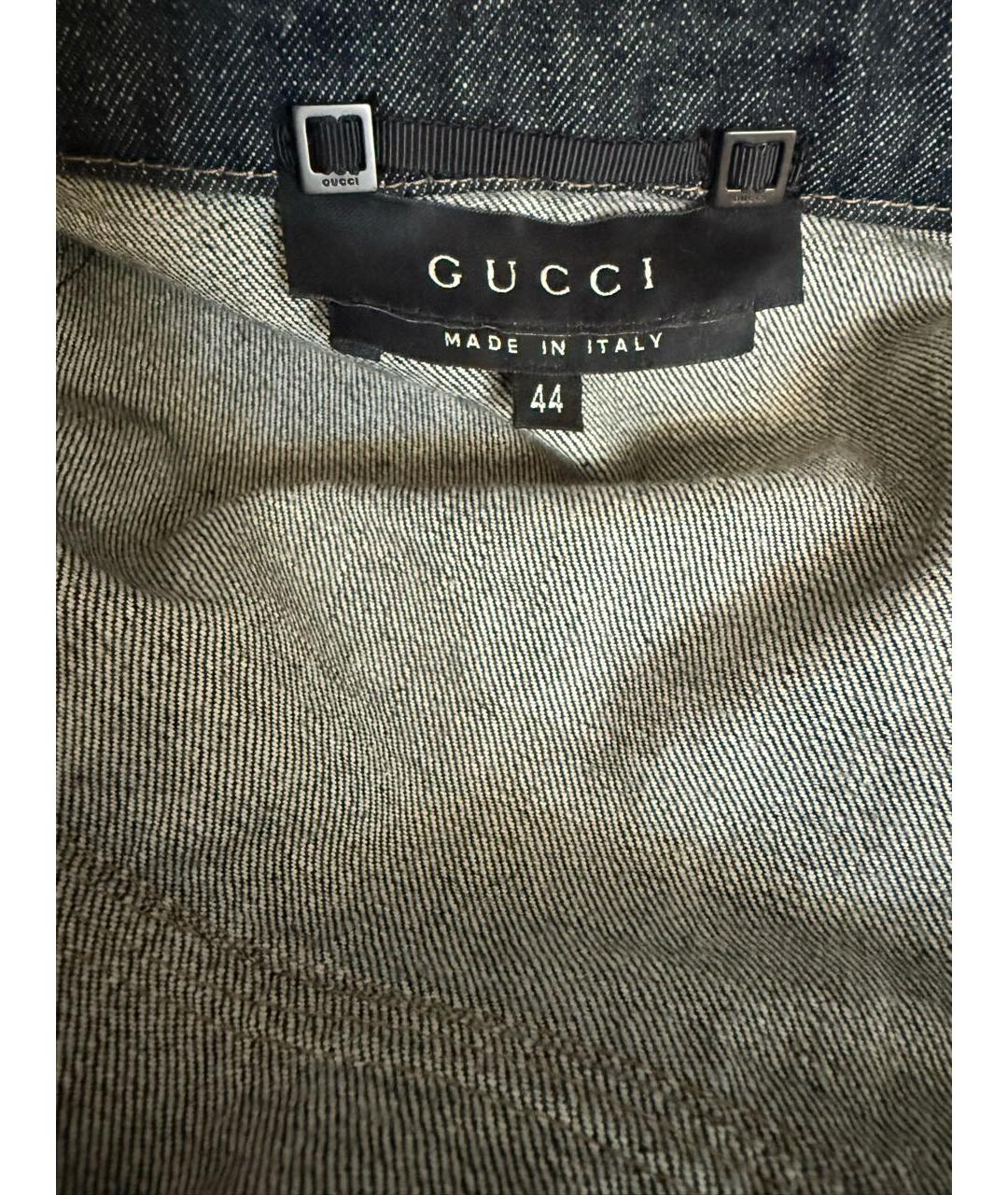 GUCCI Темно-синий хлопковый жакет/пиджак, фото 3