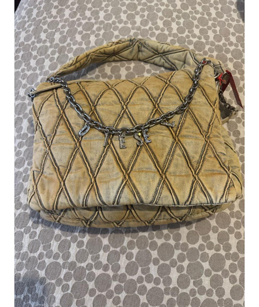 DIESEL Горчичная деним сумка через плечо, фото 5