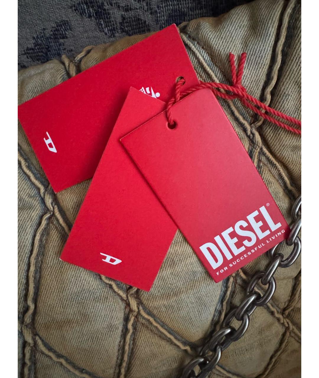 DIESEL Горчичная деним сумка через плечо, фото 3