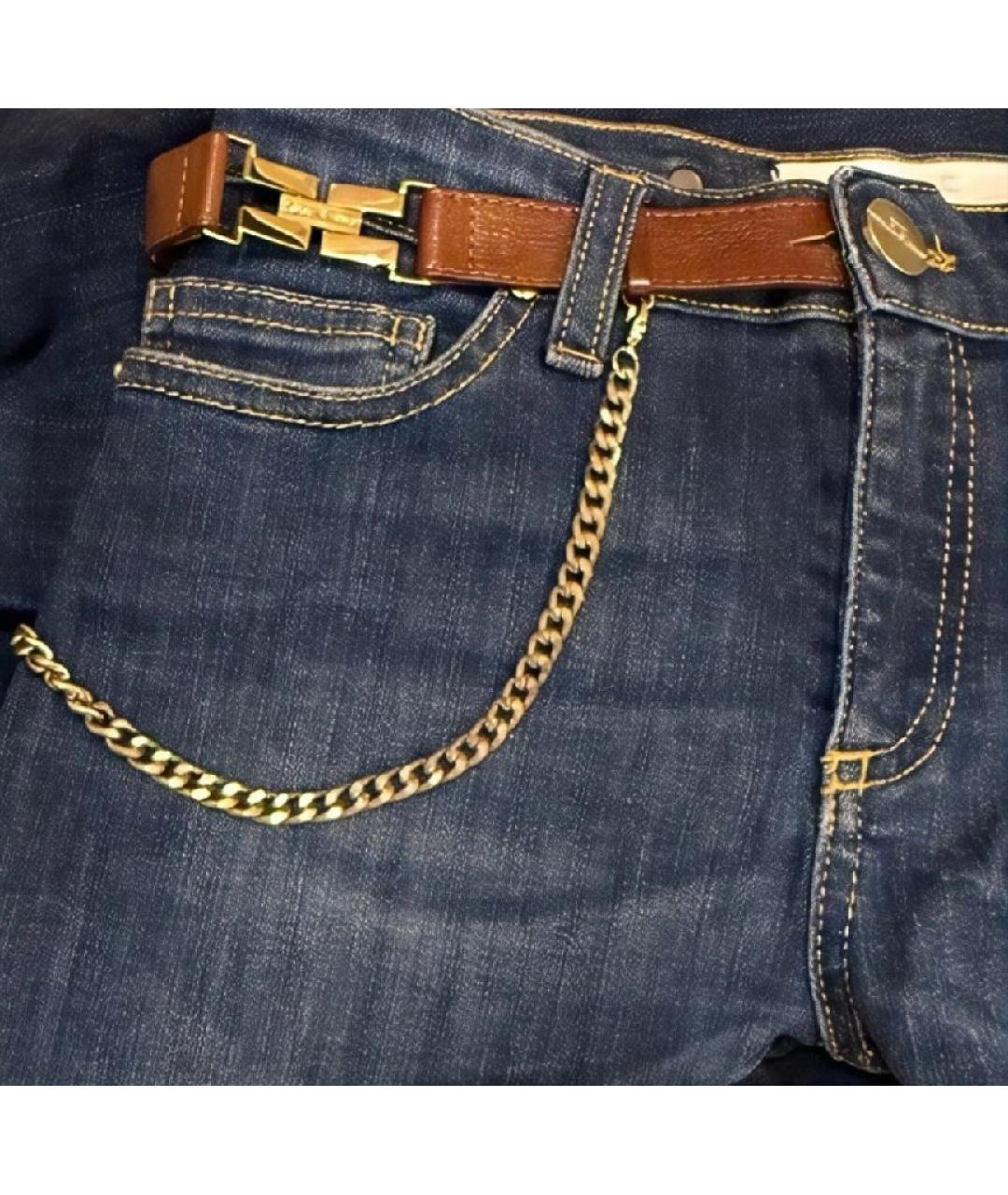 ELISABETTA FRANCHI Темно-синие хлопко-эластановые джинсы слим, фото 4