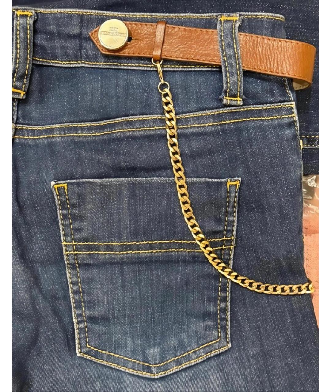 ELISABETTA FRANCHI Темно-синие хлопко-эластановые джинсы слим, фото 5