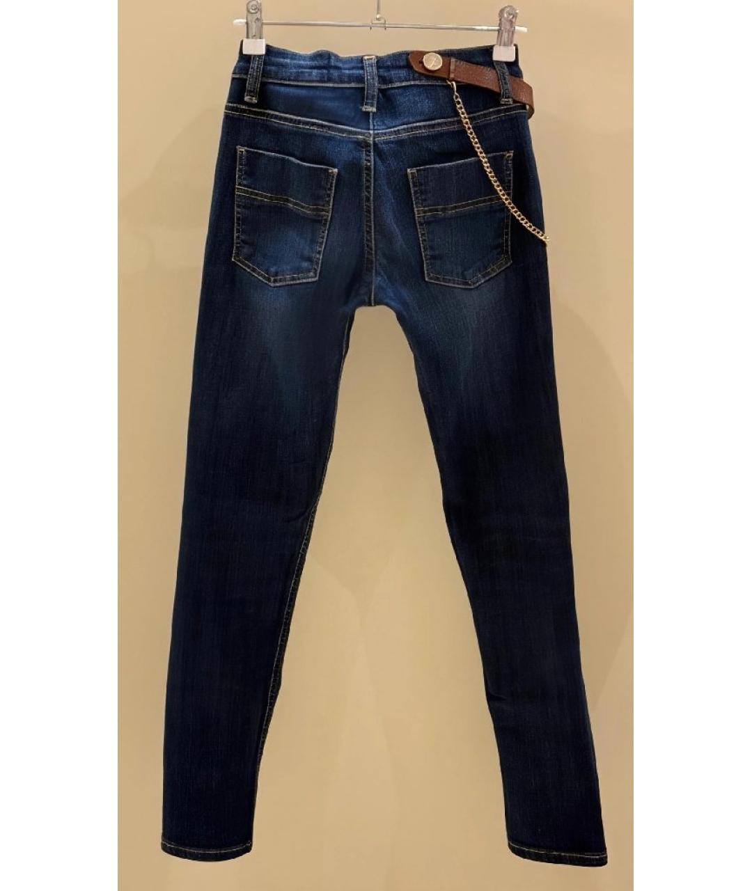 ELISABETTA FRANCHI Темно-синие хлопко-эластановые джинсы слим, фото 2