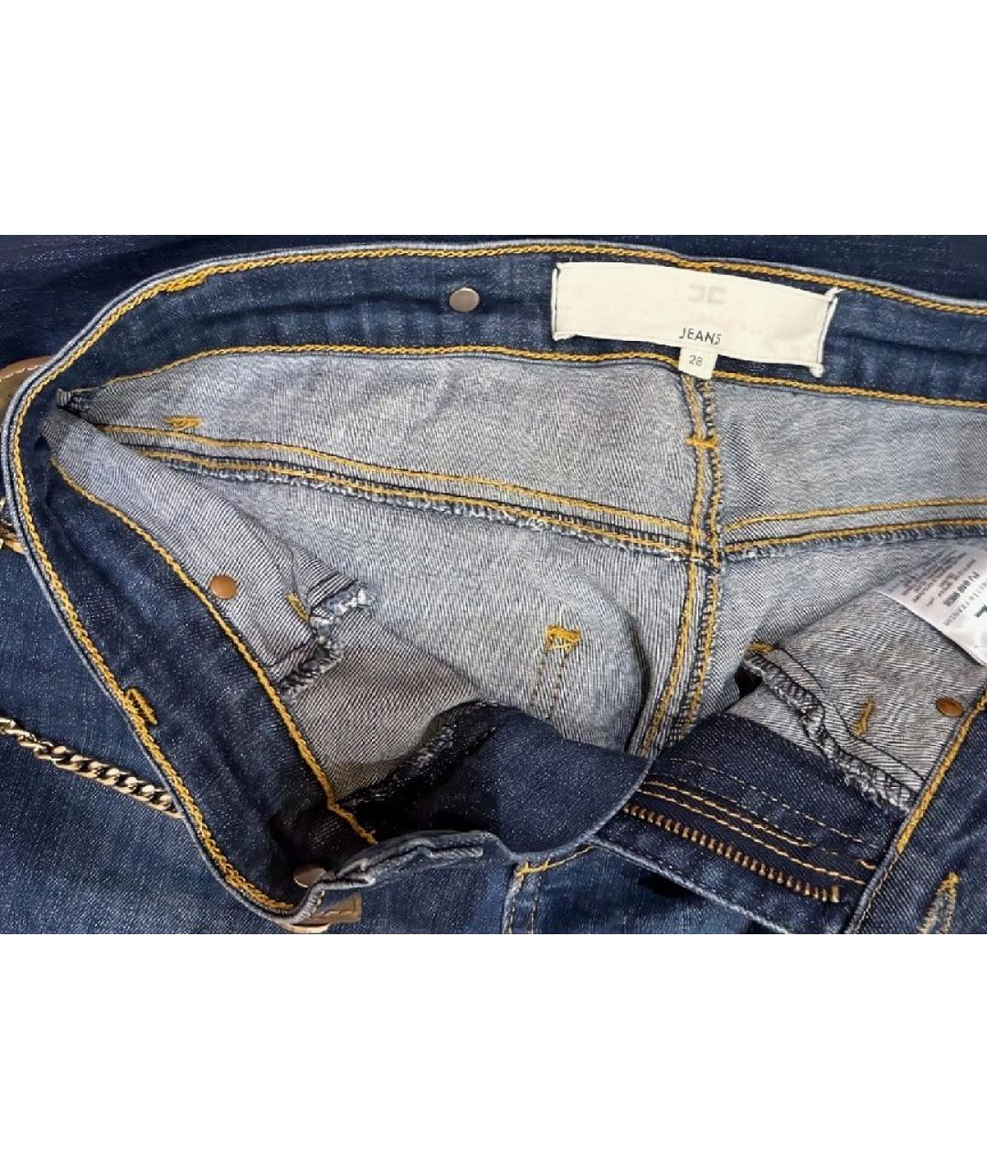 ELISABETTA FRANCHI Темно-синие хлопко-эластановые джинсы слим, фото 3