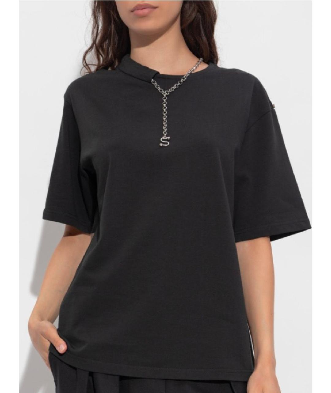 MAX MARA Черная хлопковая футболка, фото 3