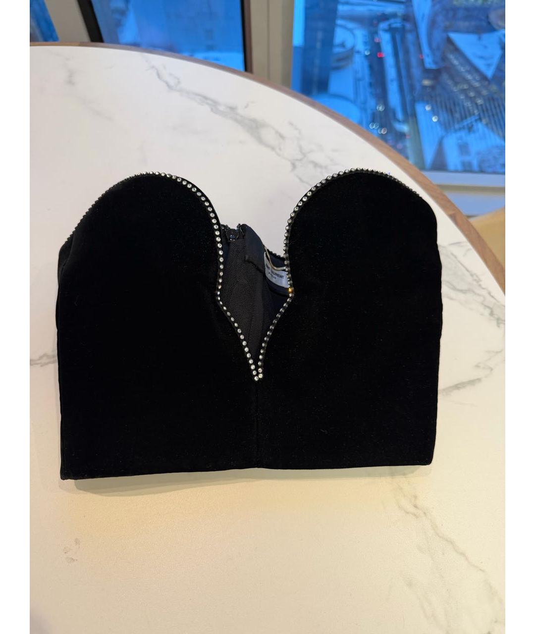 SAINT LAURENT Черный бархатный корсет, фото 4