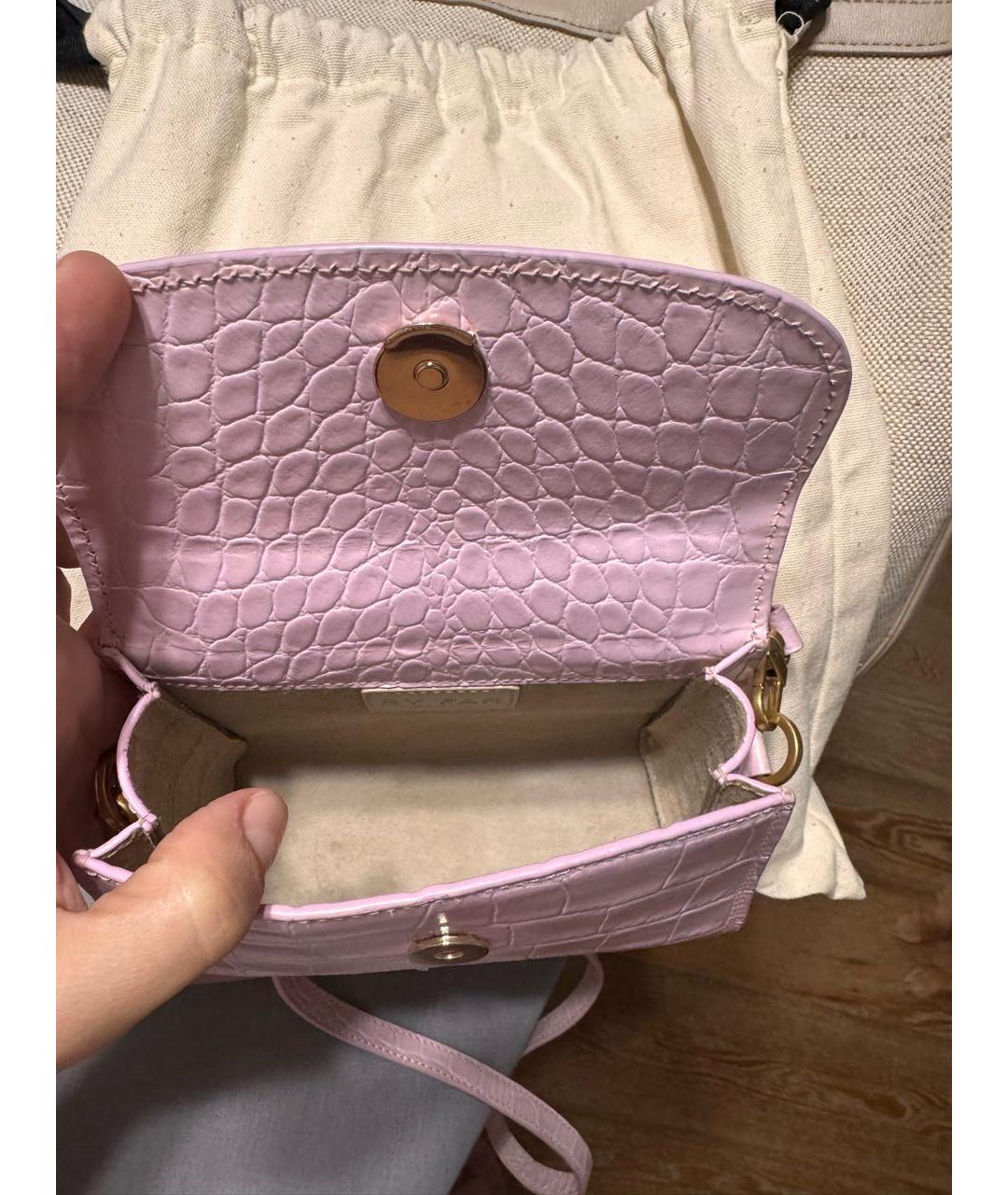 BY FAR Розовая кожаная сумка с короткими ручками, фото 5