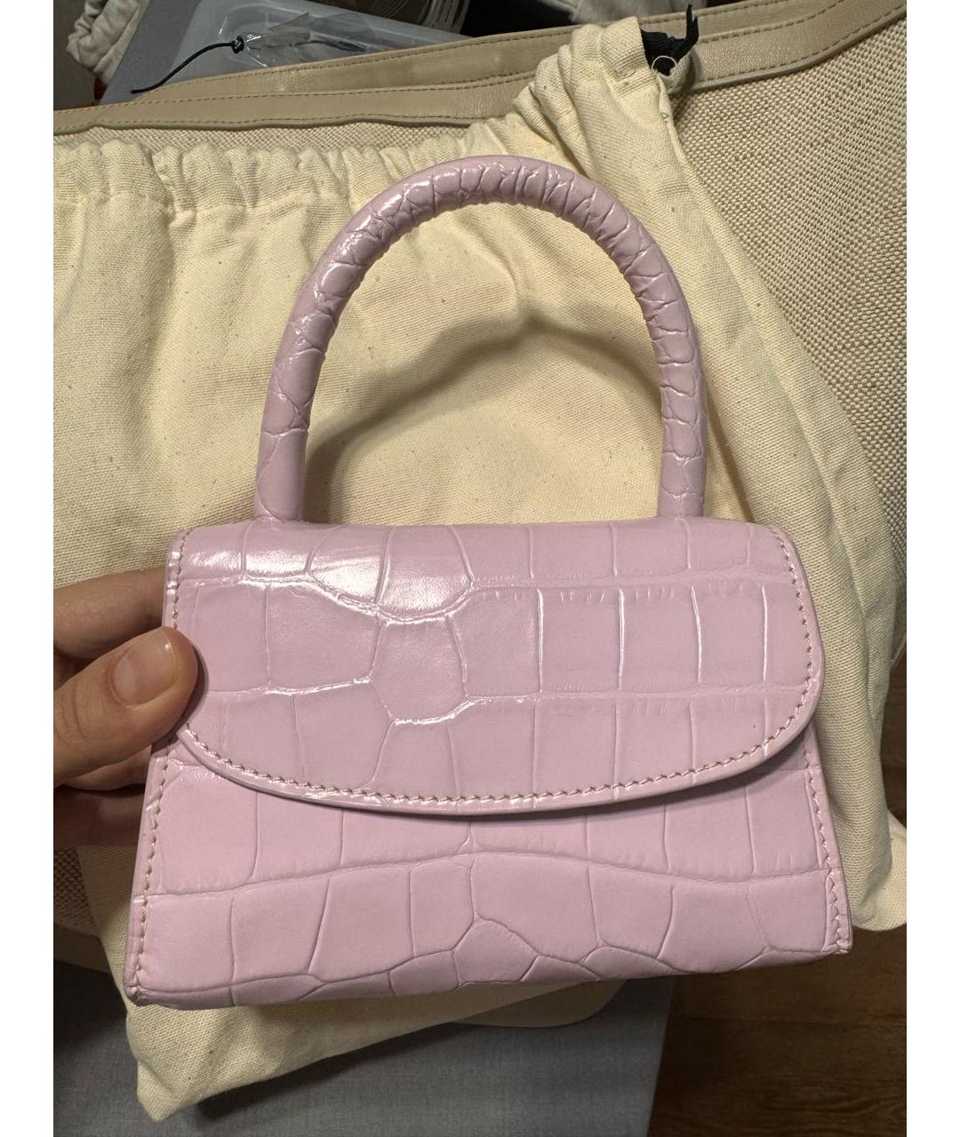 BY FAR Розовая кожаная сумка с короткими ручками, фото 3