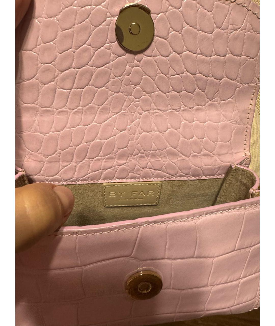 BY FAR Розовая кожаная сумка с короткими ручками, фото 4