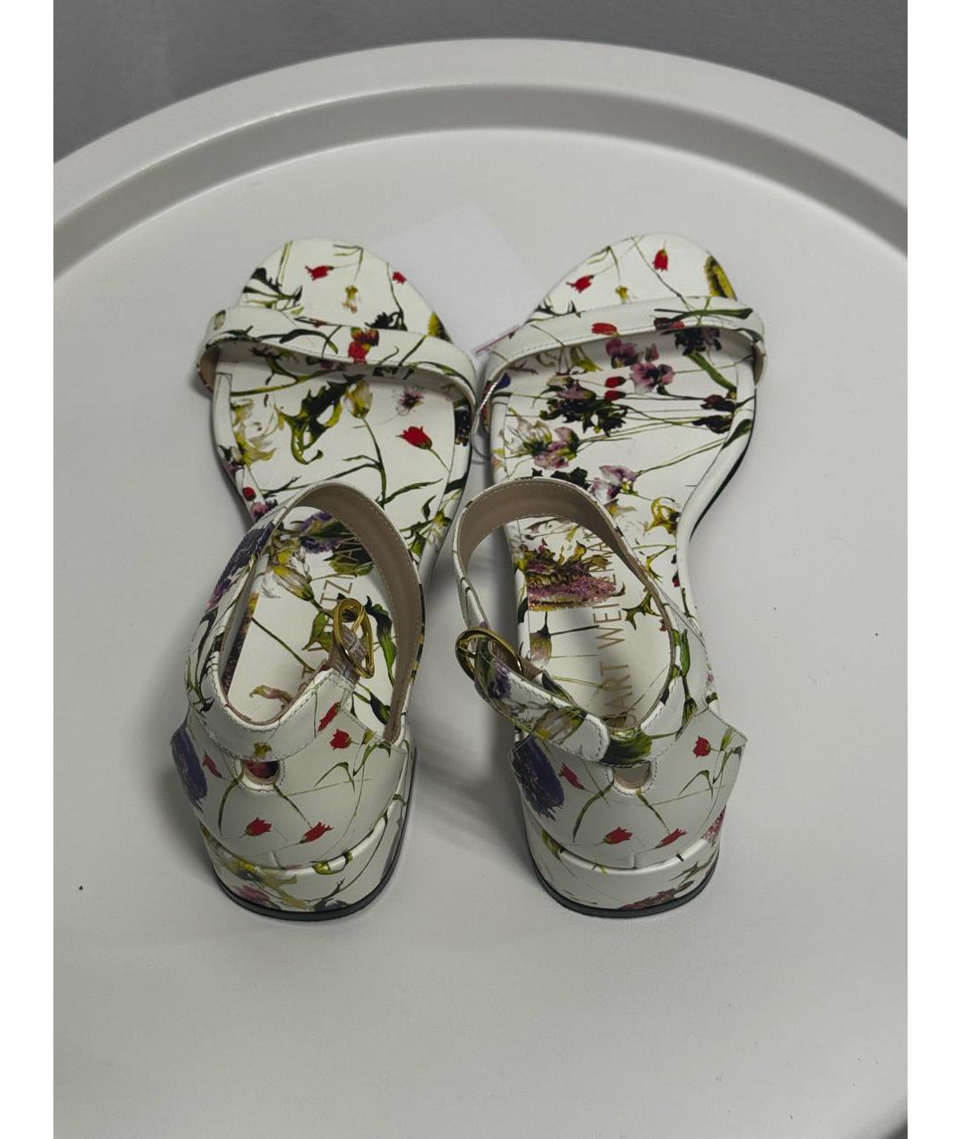 STUART WEITZMAN Белые кожаные босоножки, фото 6