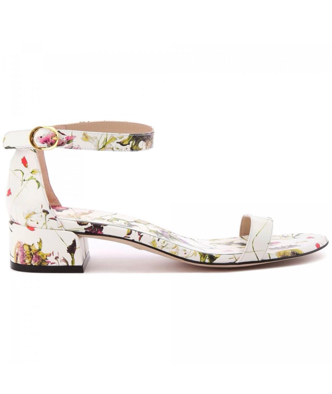 STUART WEITZMAN Белые кожаные босоножки, фото 1