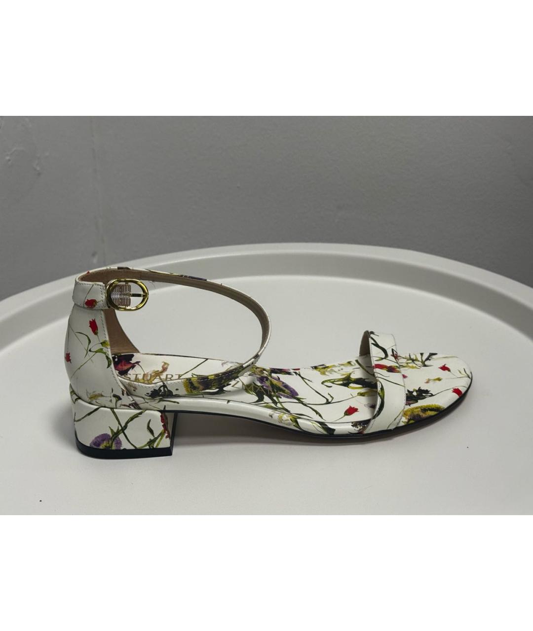 STUART WEITZMAN Белые кожаные босоножки, фото 7