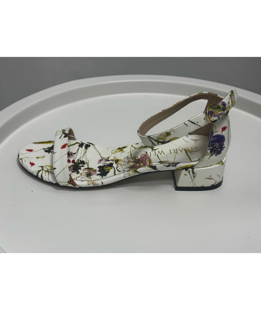 STUART WEITZMAN Белые кожаные босоножки, фото 8