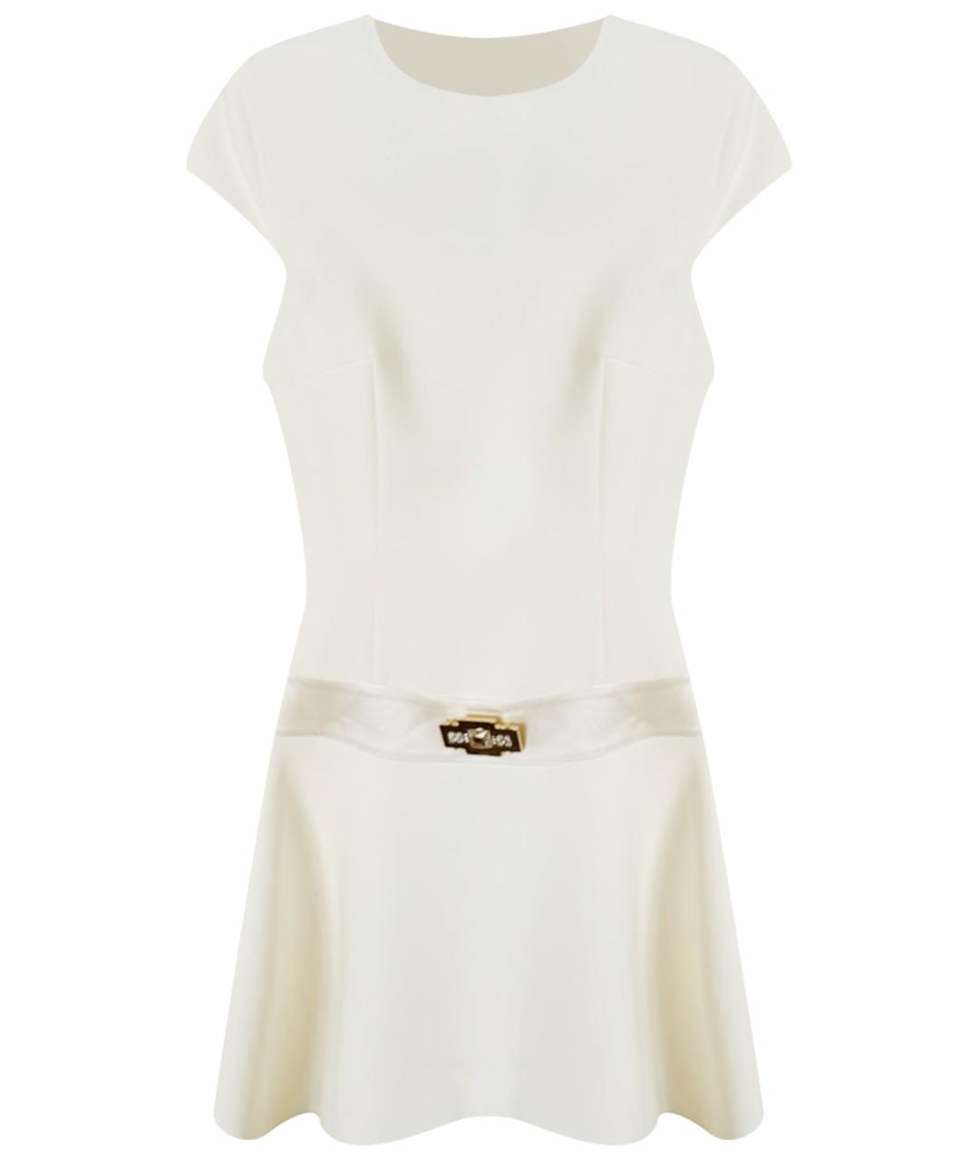 ELISABETTA FRANCHI Бежевое полиэстеровое коктейльное платье, фото 1