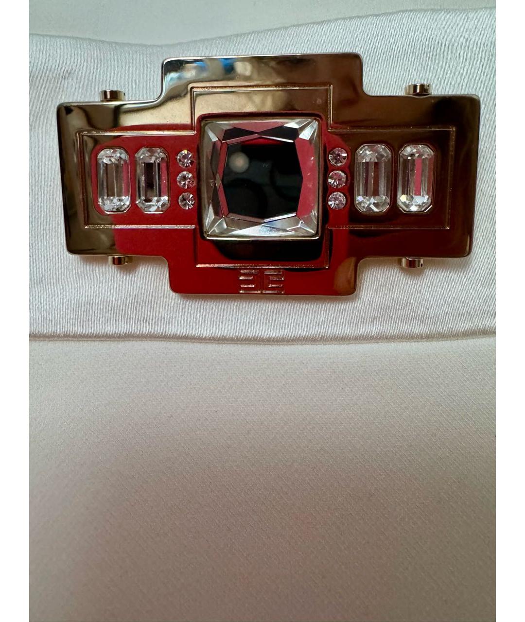 ELISABETTA FRANCHI Бежевое полиэстеровое коктейльное платье, фото 6