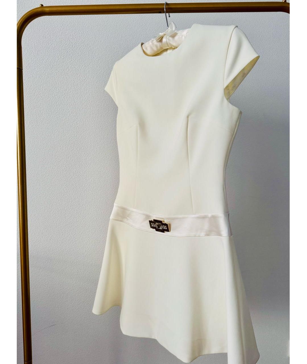 ELISABETTA FRANCHI Бежевое полиэстеровое коктейльное платье, фото 2