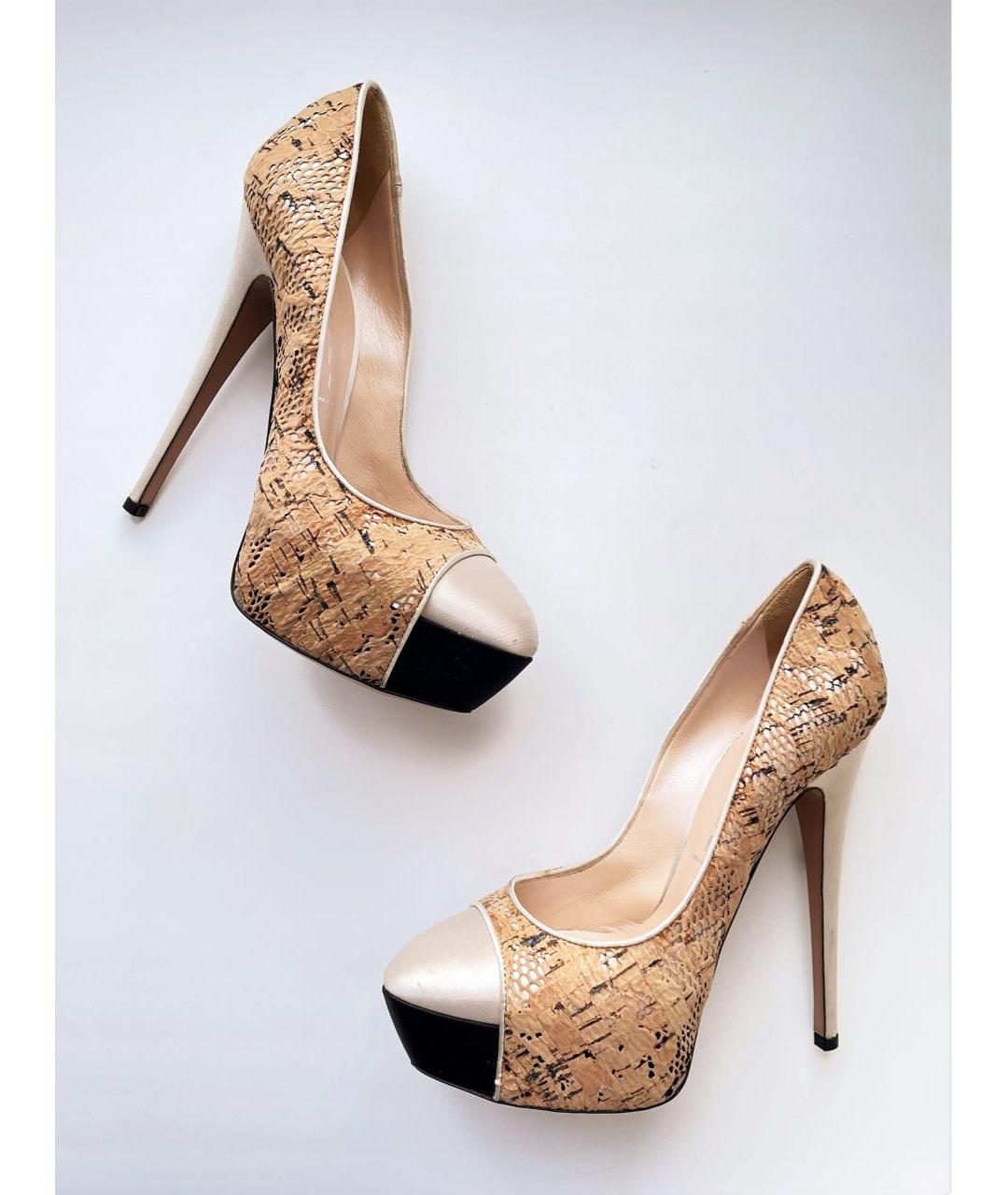 CASADEI Бежевые текстильные туфли, фото 2