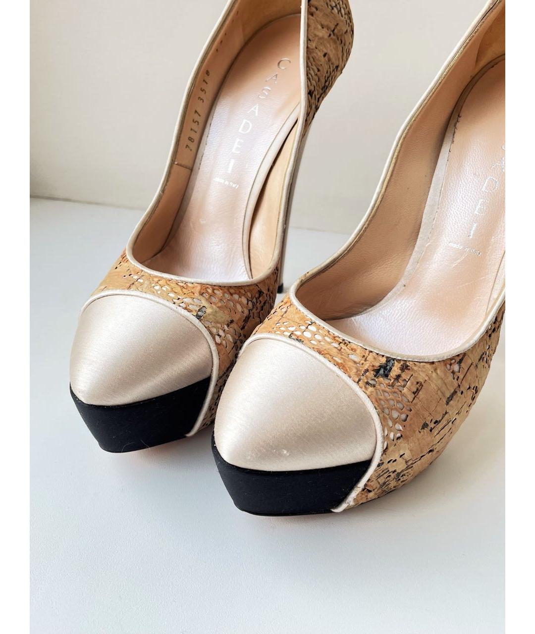 CASADEI Бежевые текстильные туфли, фото 5