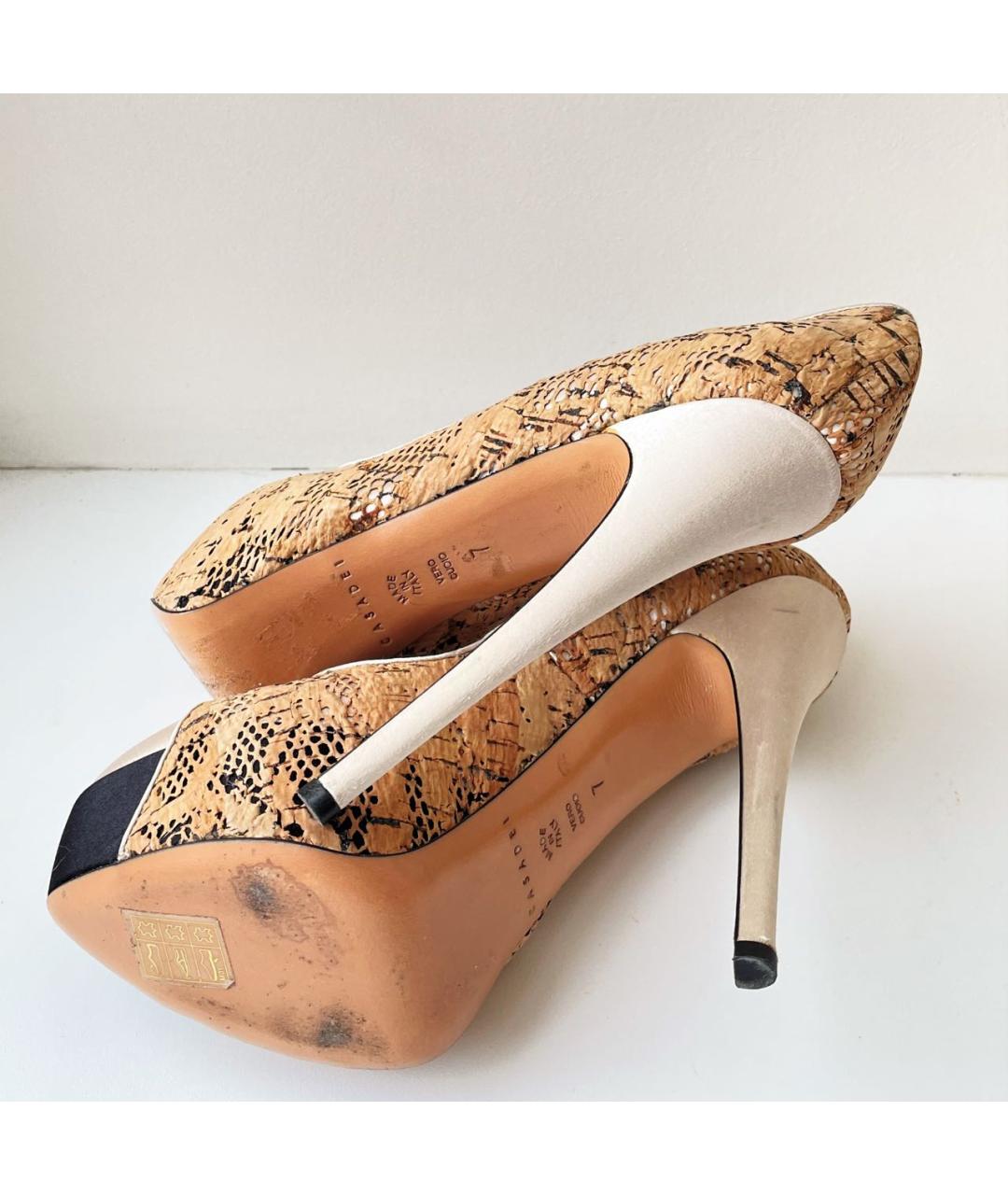 CASADEI Бежевые текстильные туфли, фото 6