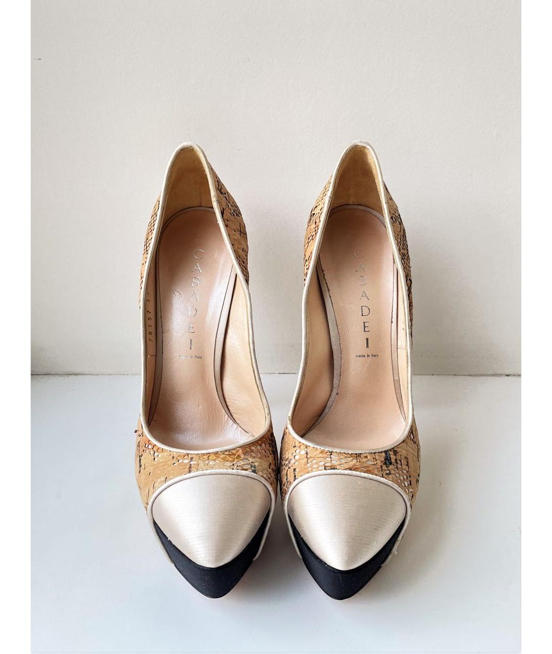 CASADEI Бежевые текстильные туфли, фото 3
