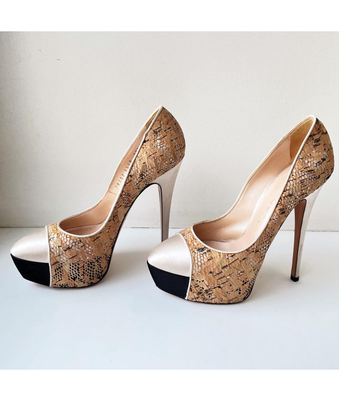 CASADEI Бежевые текстильные туфли, фото 7