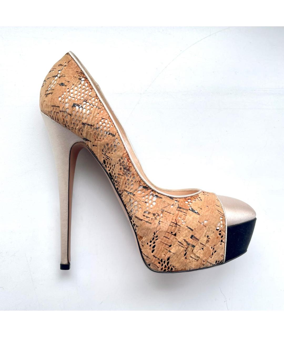 CASADEI Бежевые текстильные туфли, фото 8