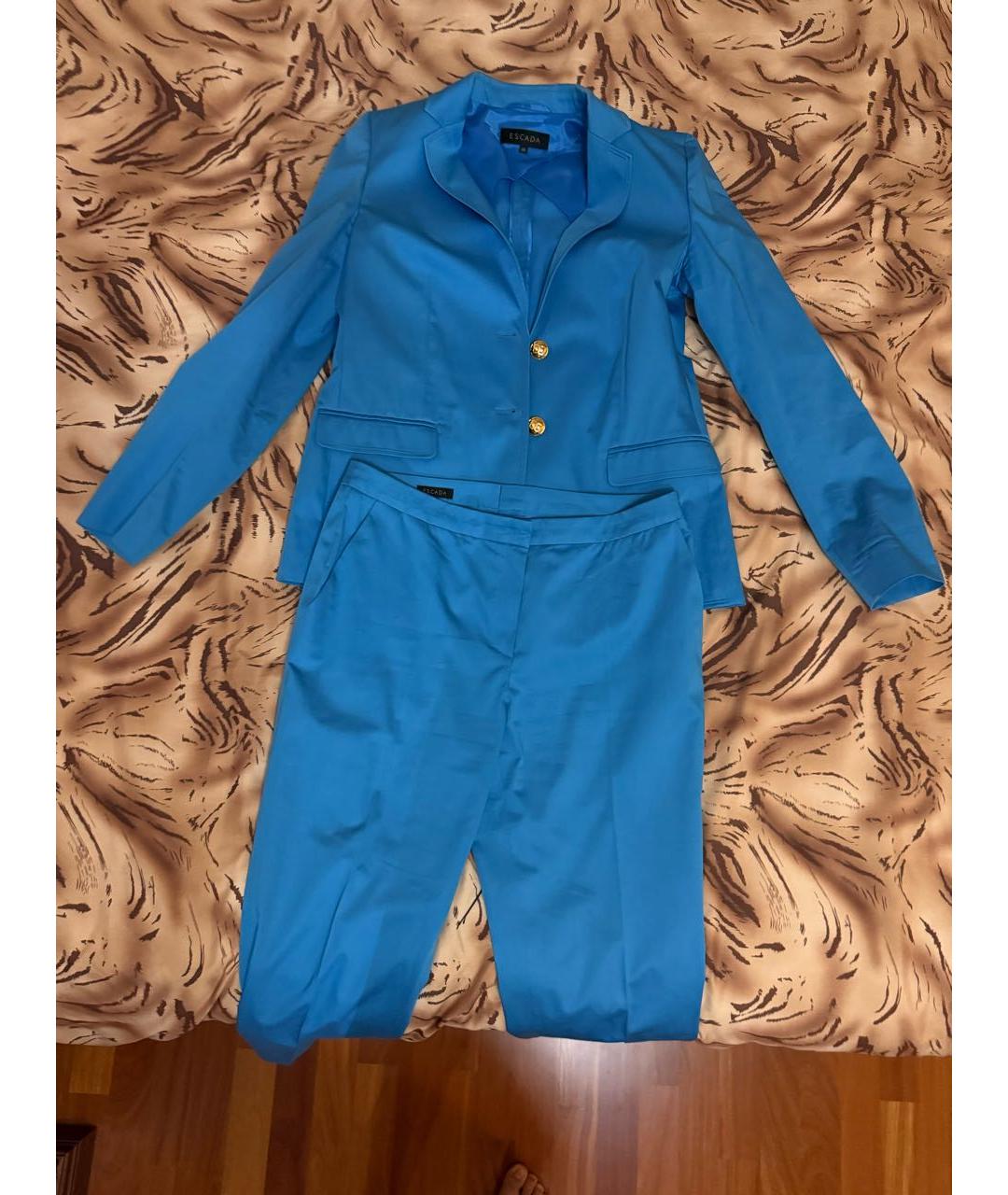 ESCADA Синий хлопко-эластановый костюм с брюками, фото 2