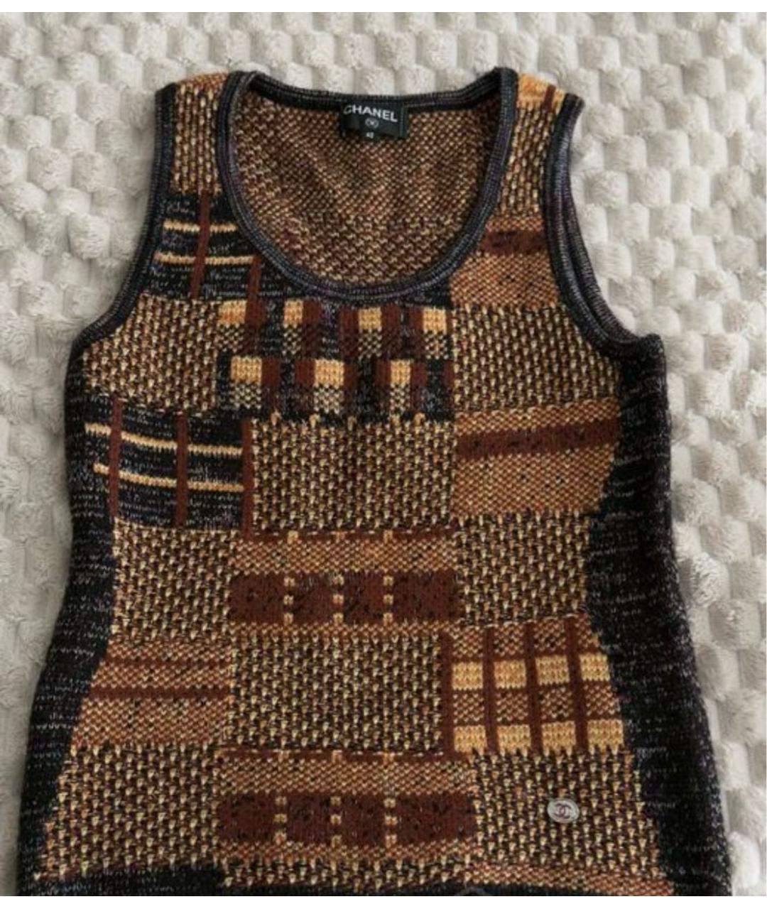 CHANEL Коричневая шерстяная жилетка, фото 6