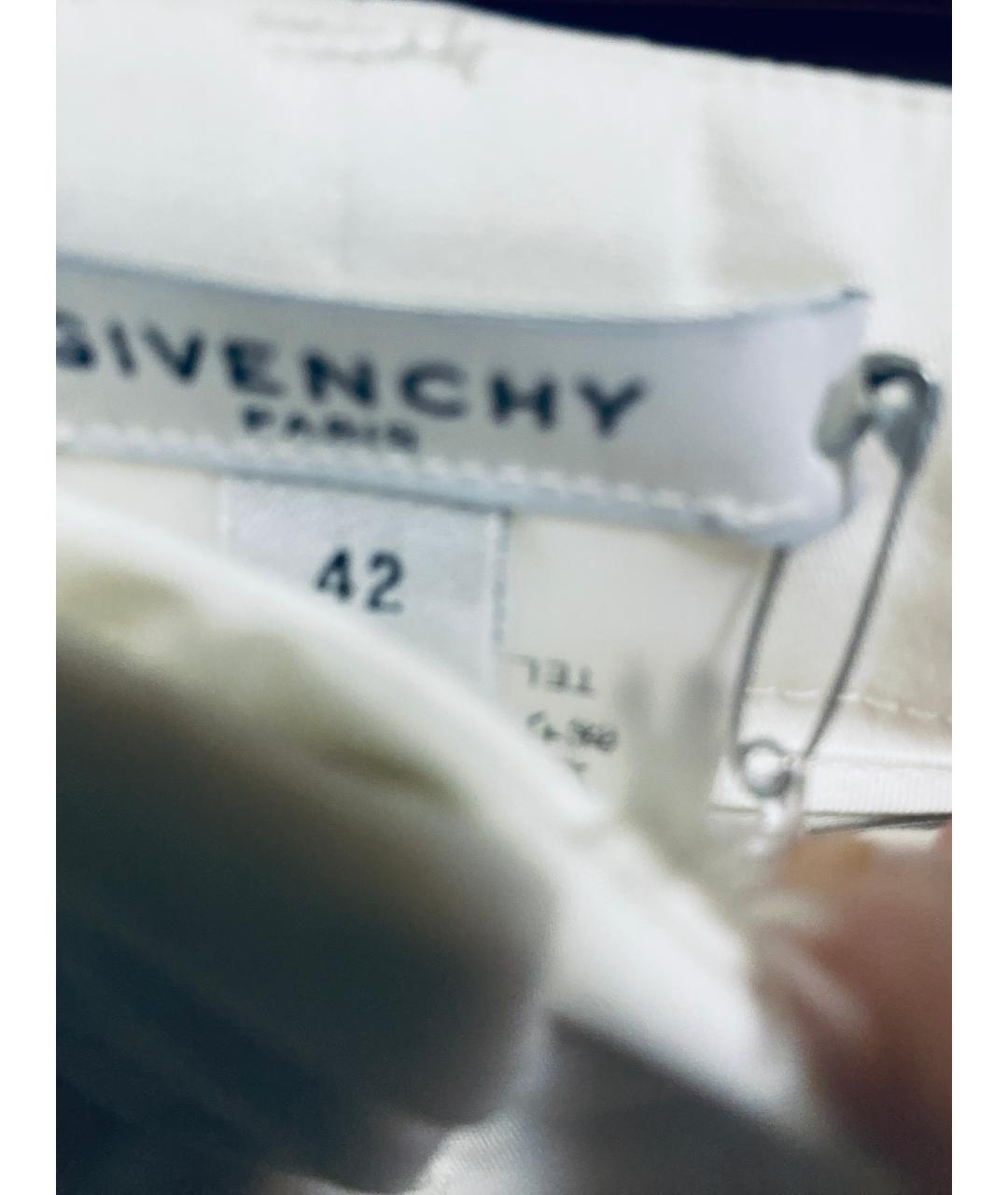 GIVENCHY Белые хлопковые прямые брюки, фото 3