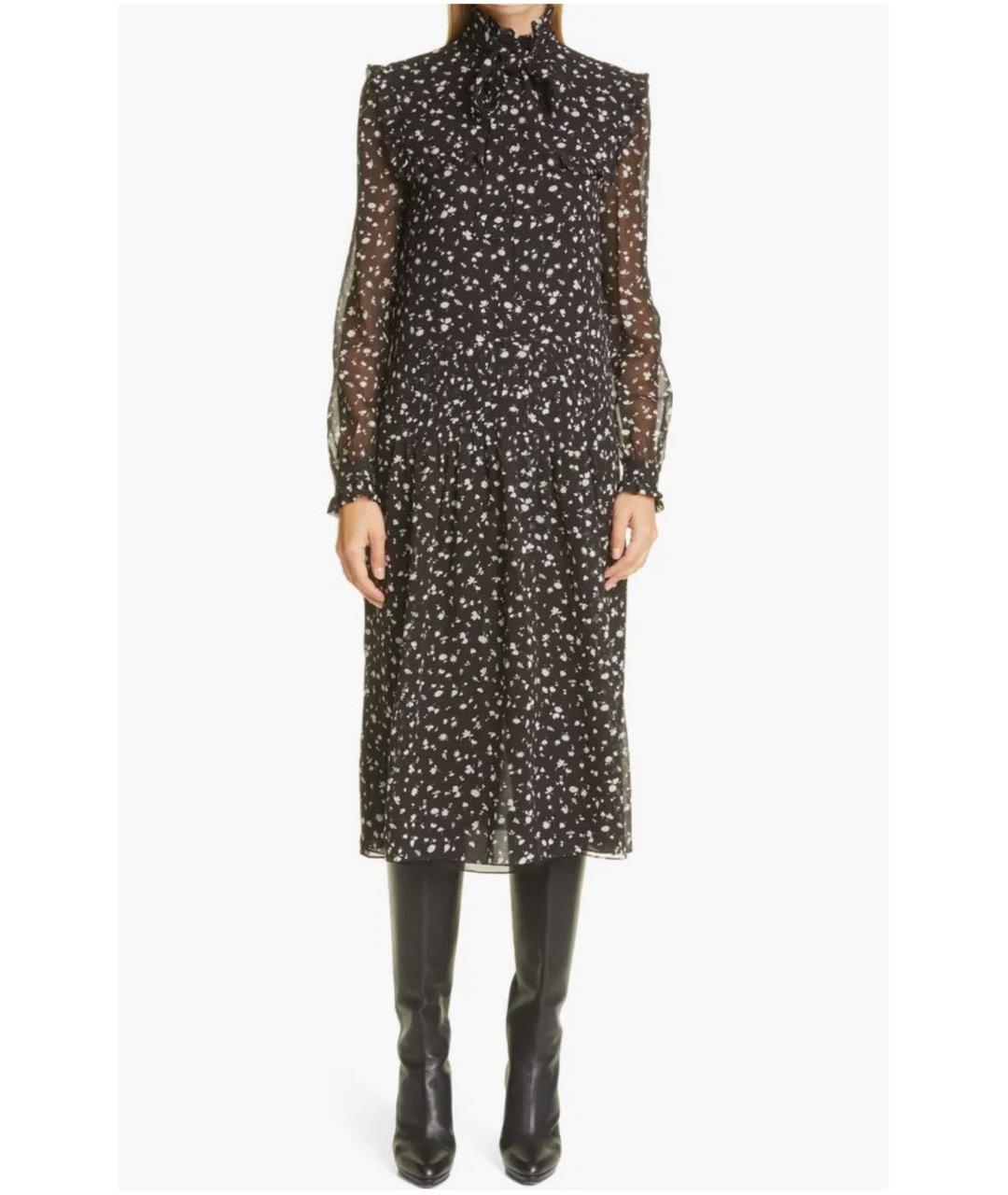 SAINT LAURENT Черное шелковое повседневное платье, фото 3