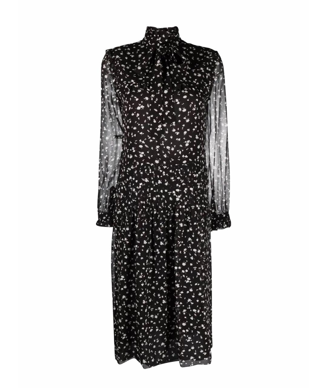 SAINT LAURENT Черное шелковое повседневное платье, фото 1