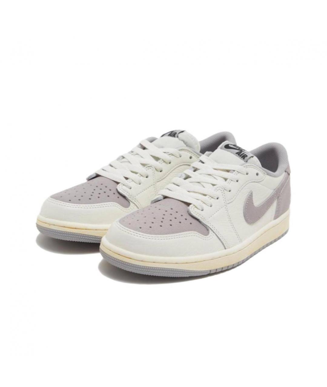 JORDAN Серые кожаные низкие кроссовки / кеды, фото 4