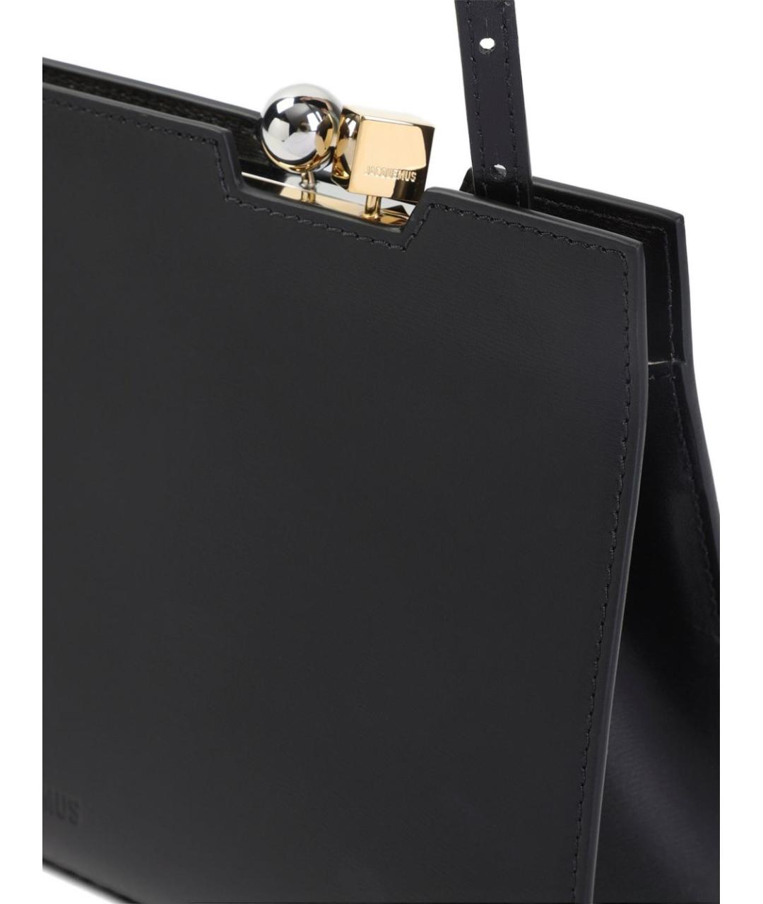 JACQUEMUS Черная кожаная сумка через плечо, фото 3