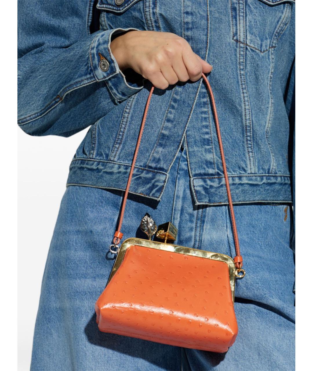 JACQUEMUS Оранжевая кожаная сумка с короткими ручками, фото 6