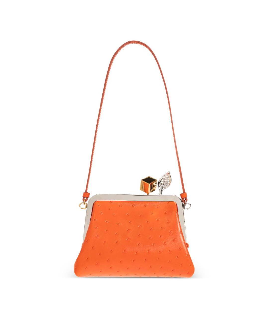 JACQUEMUS Оранжевая кожаная сумка с короткими ручками, фото 4