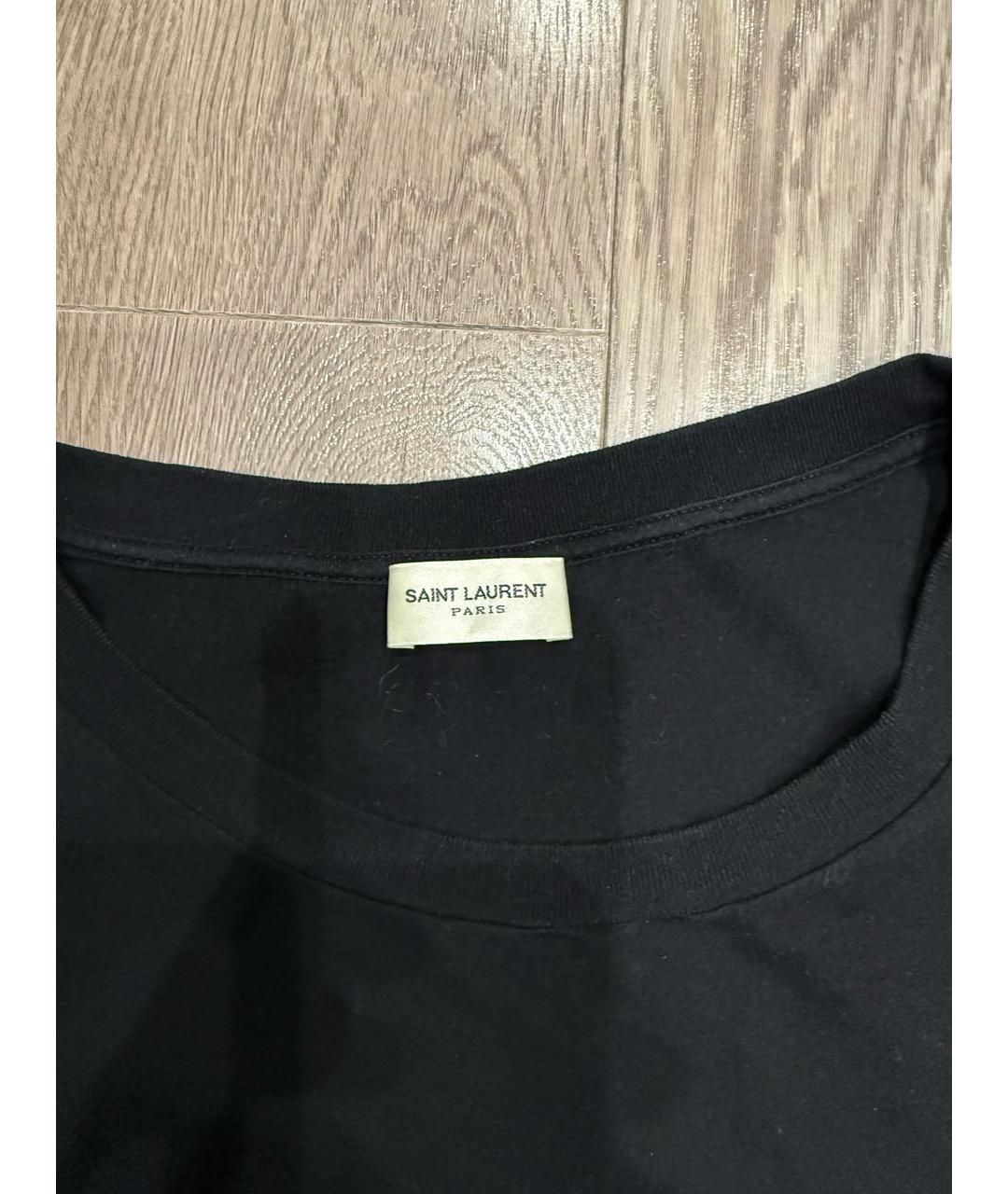 SAINT LAURENT Черная хлопковая футболка, фото 3