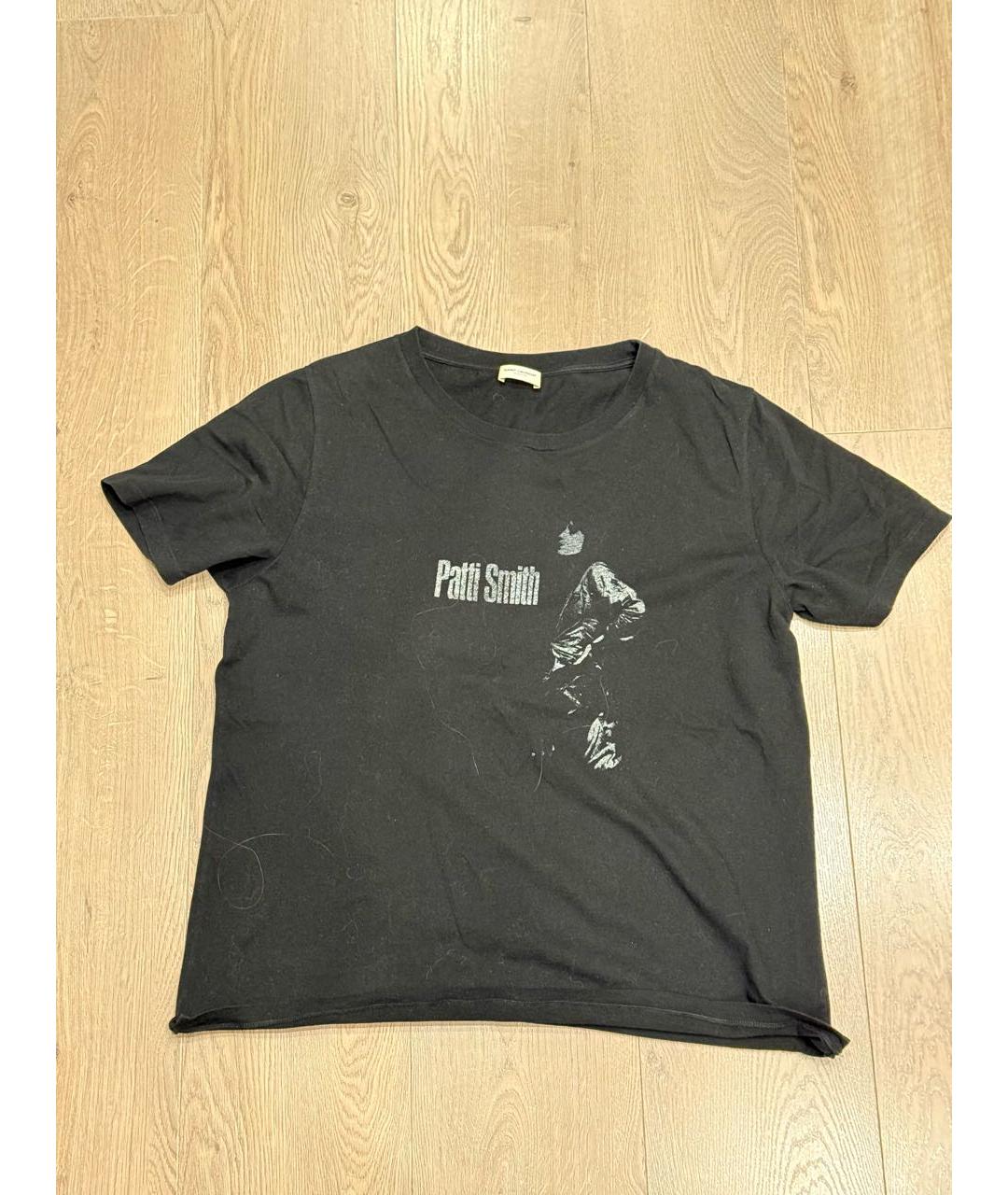 SAINT LAURENT Черная хлопковая футболка, фото 5