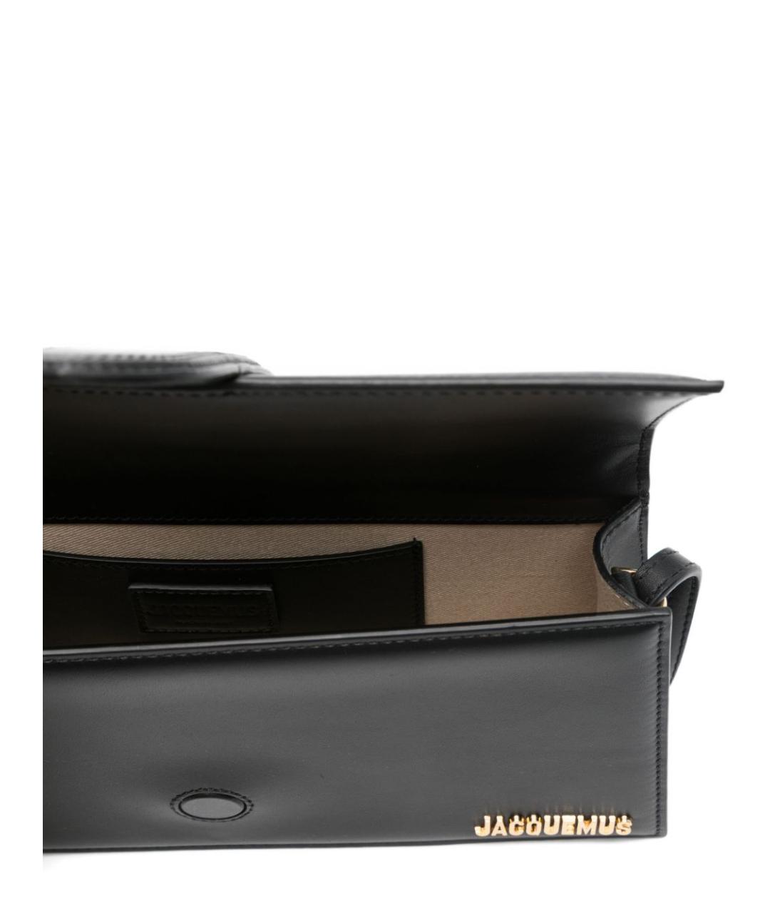 JACQUEMUS Черная кожаная сумка через плечо, фото 5