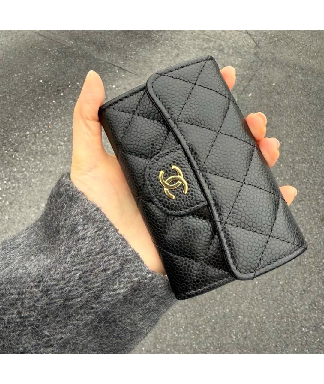 CHANEL Черный кожаный кошелек, фото 6