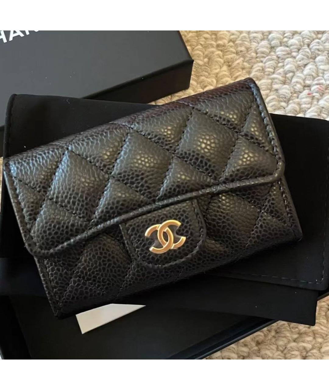 CHANEL Черный кожаный кошелек, фото 7