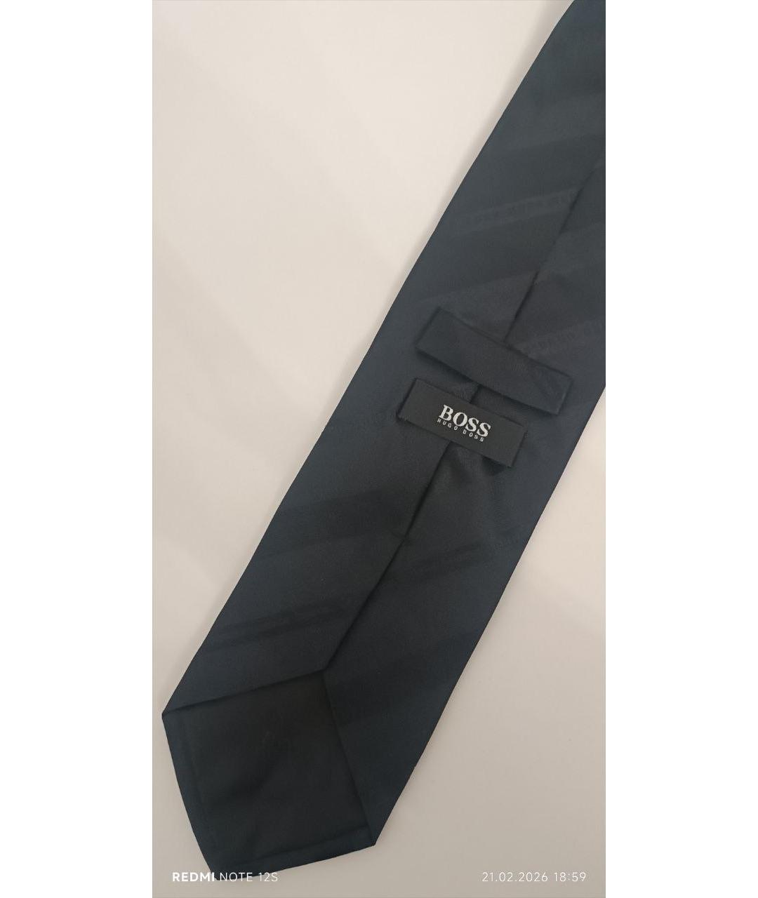 HUGO BOSS Черный шелковый галстук, фото 3