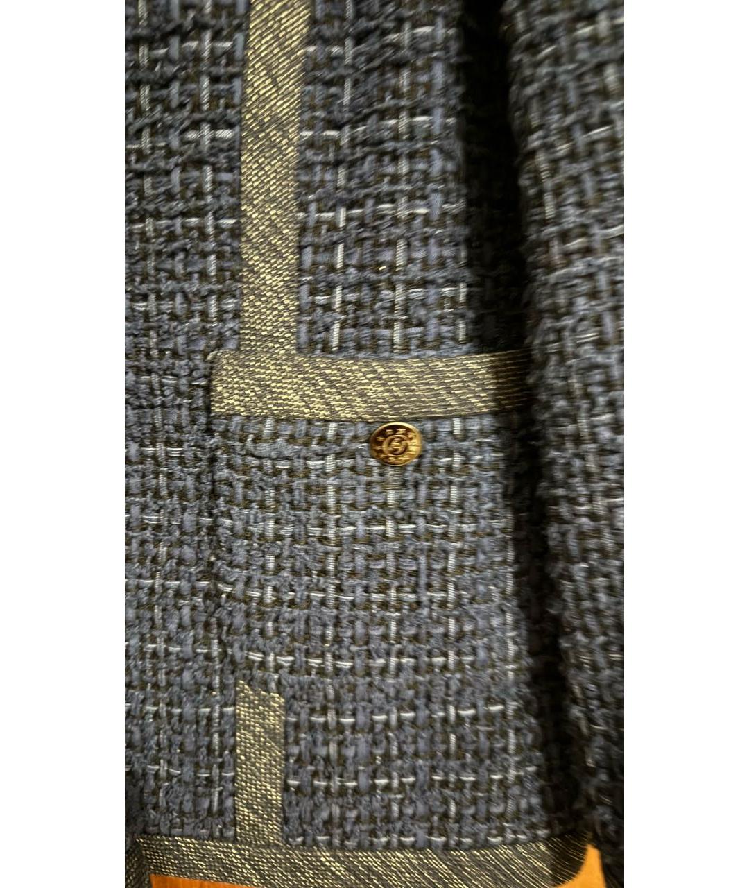 CHANEL Темно-синий твидовый жакет/пиджак, фото 5